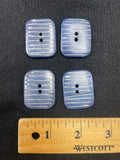 Button Set of 4 Vintage - Blue with Carved White Stripes