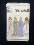 1993 Simplicity 8748 Sewing Pattern - Adult Nightgowns, Pajamas and Robe FACTORY FOLDED