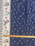 2 Quilting Cotton - Snowflakes on Navy Blue with a Border of Snowmen on Off White