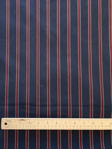 SALE 3 1/8 YD Stretch Poly Blend Stripe - Black and Dark Red