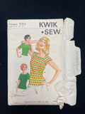 1980's Kwik Sew 532 Sewing Pattern - Adult Knit Tops FACTORY FOLDED