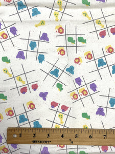 1 YD Cotton Vintage - Off White with Animal Tic-Tac-Toe