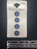 Button Plastic Set of 4 Vintage - Dark Navy Blue