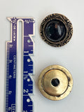 Buttons Plastic Set of 2 Vintage - Black Dome Surrounded by "Gold" Filigree