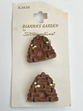 Buttons Plastic Hand Painted Set of 2 Vintage - Bee Hives