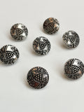 Buttons Plastic Set of 7 Vintage - Metallic Silver