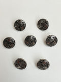 Buttons Plastic Set of 7 Vintage - Metallic Silver