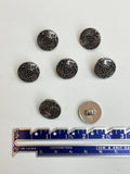 Buttons Plastic Set of 7 Vintage - Metallic Silver
