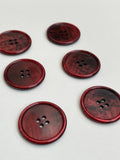 Buttons Plastic Set of 6 Vintage - Pearlescent Dark Red
