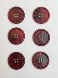 Buttons Plastic Set of 6 Vintage - Pearlescent Dark Red
