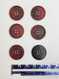 Buttons Plastic Set of 6 Vintage - Pearlescent Dark Red