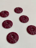 Buttons Plastic Set of 6 Vintage - Dark Burgundy