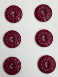 Buttons Plastic Set of 6 Vintage - Dark Burgundy