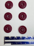 Buttons Plastic Set of 6 Vintage - Dark Burgundy
