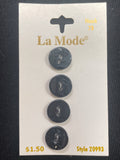 Button Plastic Set of 4 Vintage - Pearlescent Dark Gray