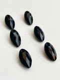 Buttons Faceted Glass Set of 6 Vintage - Black