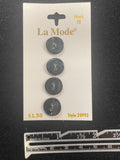 Button Plastic Set of 4 Vintage - Pearlescent Dark Gray