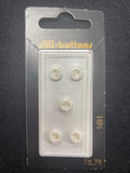 Button Plastic Set of 5 Vintage - White