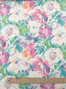 Cotton Vintage - White with Bright Flowers