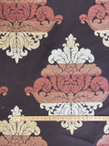 Cotton/Rayon Chenille Brocade - Dark Brown, Rest, Tan and Ecru Filigree