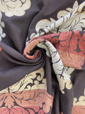 Cotton/Rayon Chenille Brocade - Dark Brown, Rest, Tan and Ecru Filigree