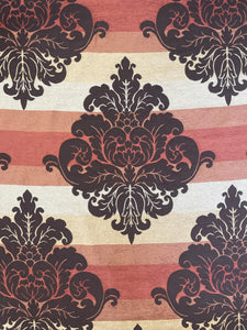 Cotton/Rayon Chenille Brocade - Dark Brown, Rest, Tan and Ecru Filigree