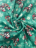 2016 3 YD Cotton Flannel - Green with Christmas Mickey and Minnie Mouse