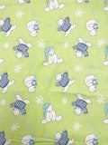 1 1/2 YD Cotton Flannel - Bright Green with Polar Bears Wearing Sweaters