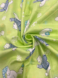 1 1/2 YD Cotton Flannel - Bright Green with Polar Bears Wearing Sweaters