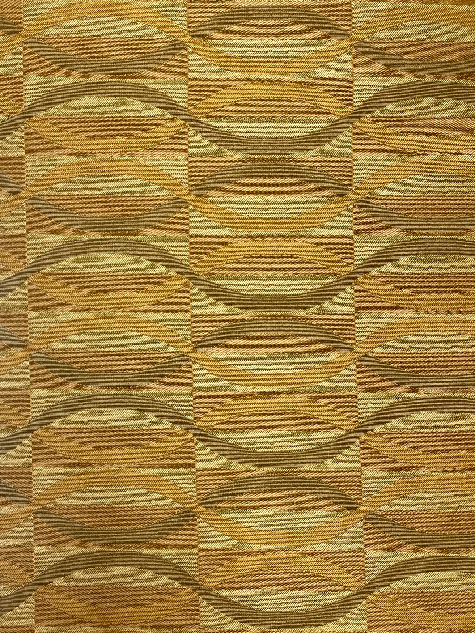 2 1/8 YD Polyester Home Dec. Brocade - Golden Yellows Tan and Brown