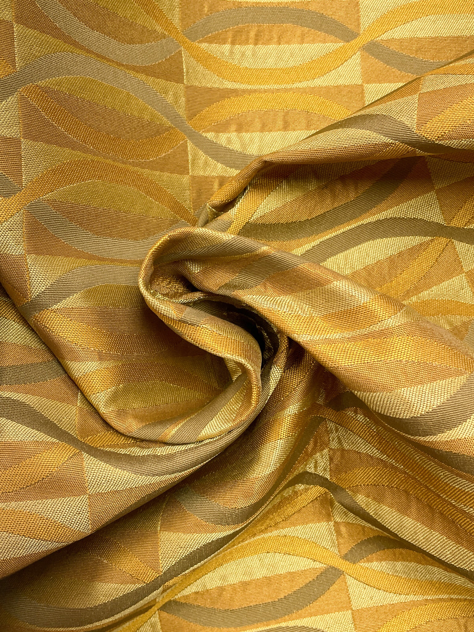 2 1/8 YD Polyester Home Dec. Brocade - Golden Yellows Tan and Brown
