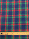 4 YD Poly/Cotton Yarn-Dyed Plaid - Navy Blue, Red, and Green