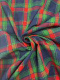 4 YD Poly/Cotton Yarn-Dyed Plaid - Navy Blue, Red, and Green