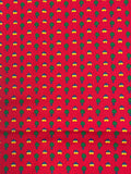 1 YD Poly/Cotton - Yellow and Blue Houses with Green Trees on Red