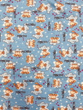 1 1/2+ YD Cotton Blend Knit - Dogs Sitting on Clouds with "Princess" on Light Blue