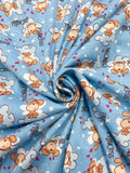 1 1/2+ YD Cotton Blend Knit - Dogs Sitting on Clouds with "Princess" on Light Blue