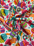 1 YD Polyester Batiste - Cupcakes and Candies on White