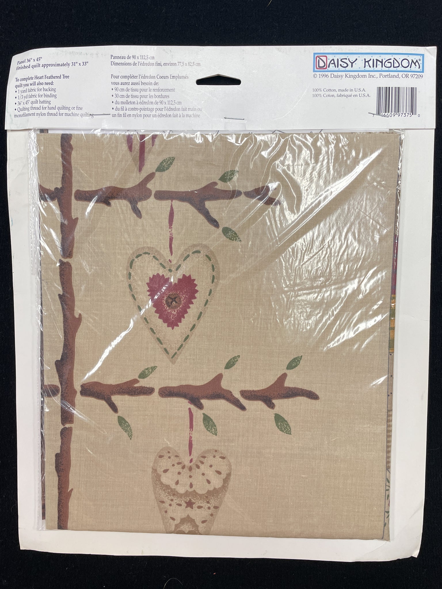 1996's Quilting Cotton Panel Vintage - Printed Patchwork with Tree
