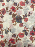 Cotton/Poly Voile - Multicolored Flowers on Ecru