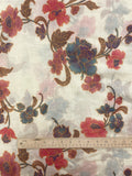Cotton/Poly Voile - Multicolored Flowers on Ecru