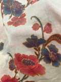 Cotton/Poly Voile - Multicolored Flowers on Ecru