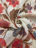 Cotton/Poly Voile - Multicolored Flowers on Ecru