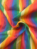 1 YD Poly/Cotton Vintage - Rainbow Stripes with White Polka Dots