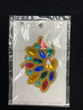 Beaded Applique Patch Vintage - Gold Toned Seed Beads and Plastic Multi Colored "Gems"