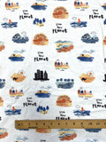 2 7/8 YD Cotton Flannel - White with "Love Your Planet" Print