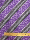 3 1/8 YD Rayon Printed Bias Stripes - Purple, Black and White