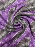 3 1/8 YD Rayon Printed Bias Stripes - Purple, Black and White