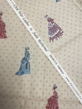 1 YD Quilting Cotton - "Civil War Ladies" and Diamonds on Beige