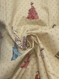 1 YD Quilting Cotton - "Civil War Ladies" and Diamonds on Beige