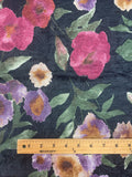 1 YD Polyester Paisley Jacquard - Printed with Flowers on Black